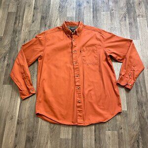 Guide Series Men's Large Tall Solid Orange Button Down Canvas